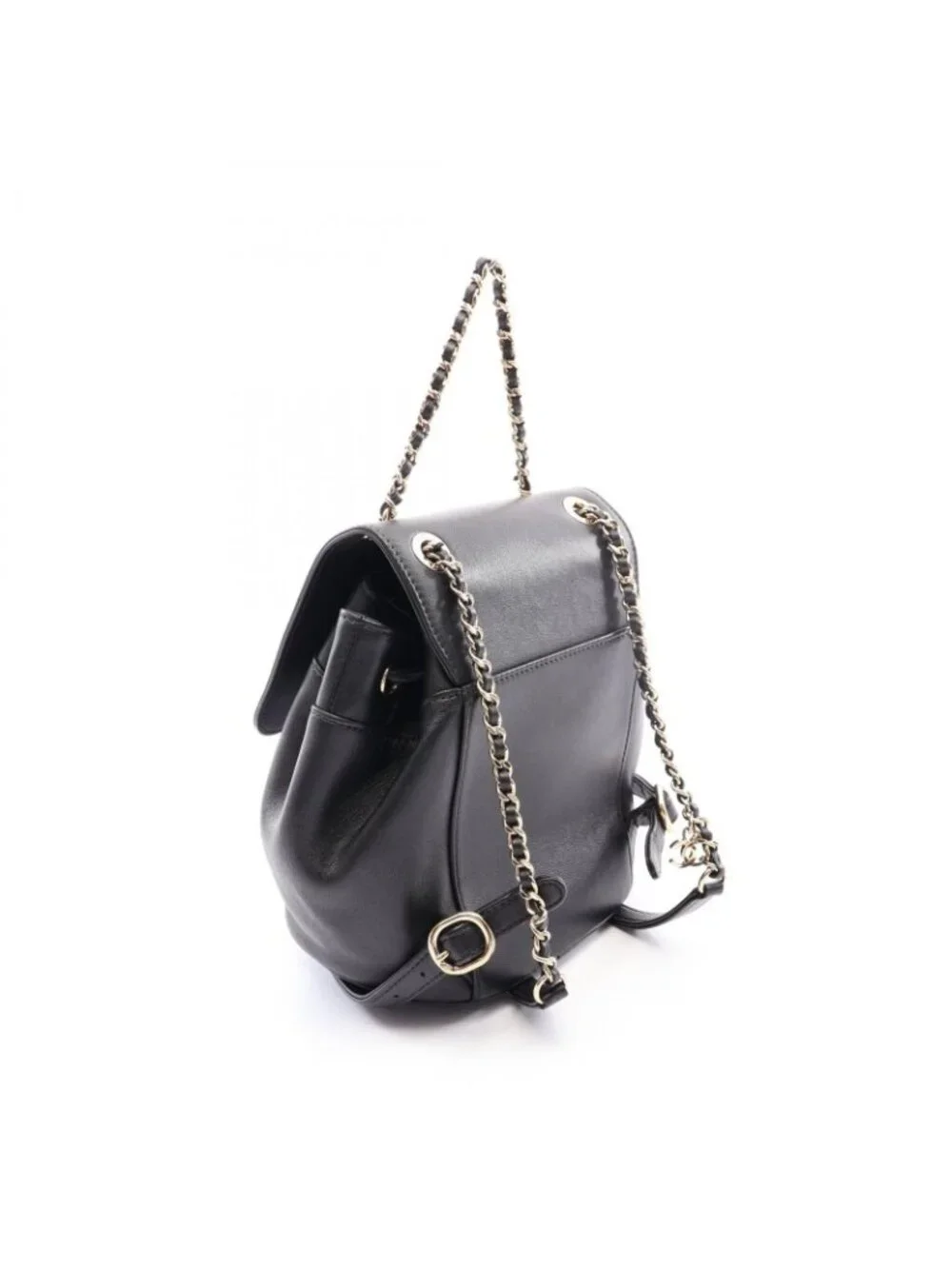 Chanel Backpack CC Logo Chain Black Lambskin Small